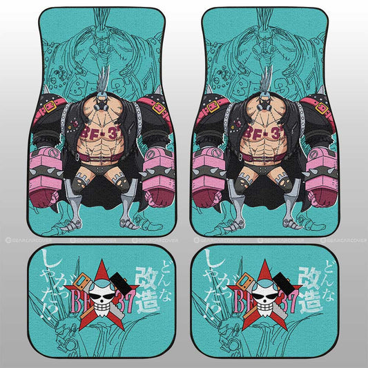 One Piece Car Mats Cool Franky BF37 Graphic Jolly Roger Symbol Car Floor Mats Blue