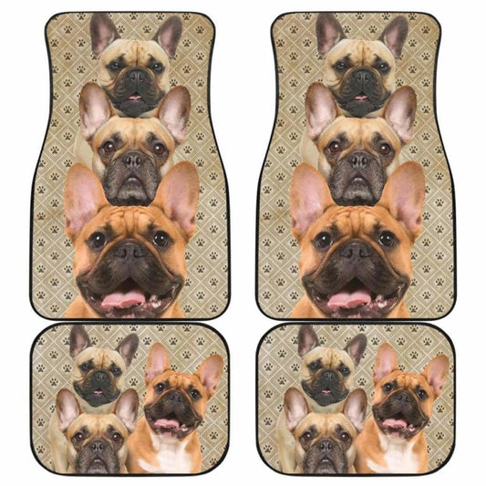 Dog Car Floor Mats Cute French Bull Dog In Group Pawprint Pattern Car Mats