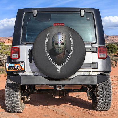 Horror Spare Tire Cover Friday The 13th Jason Voorhee Zipper Tire Covers Black