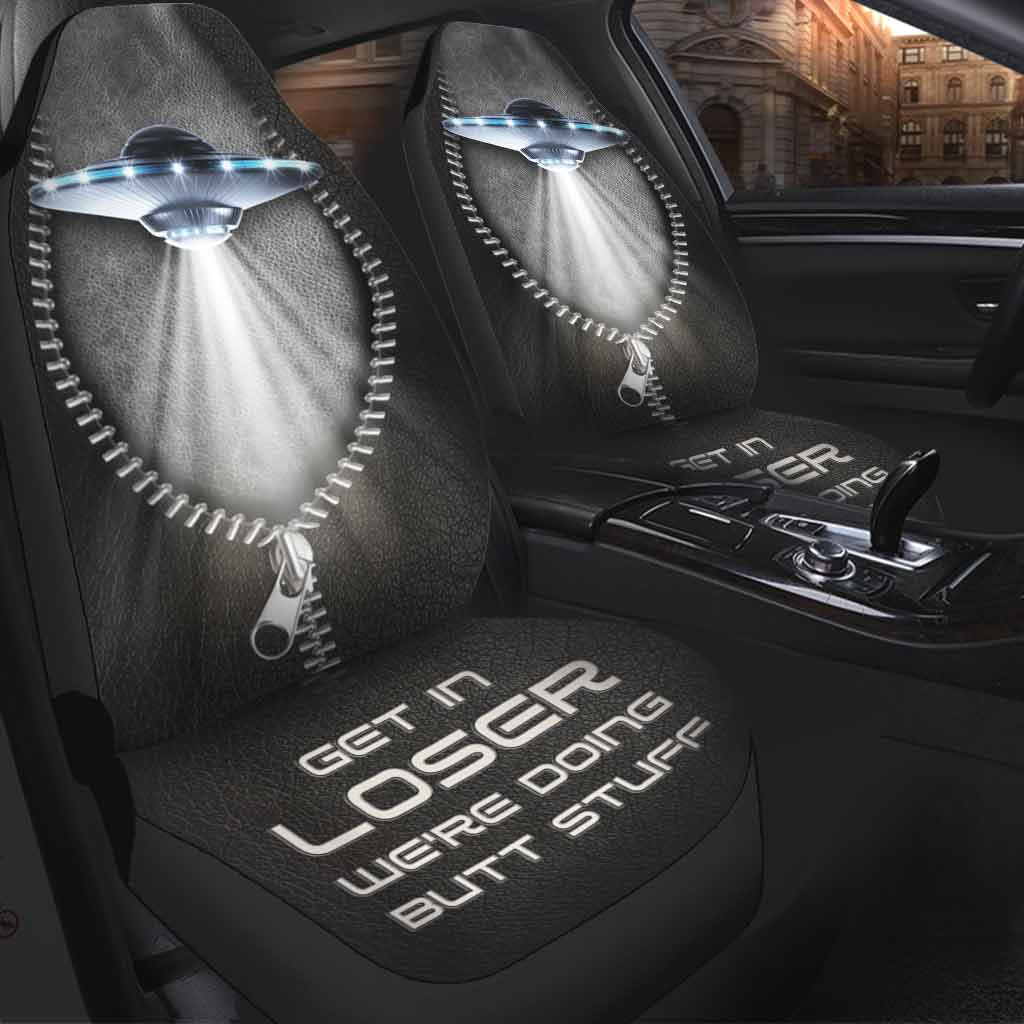 UFO Car Seat Covers UFO Get In Loser We're Doing Butt Stuff Seat Covers Gray