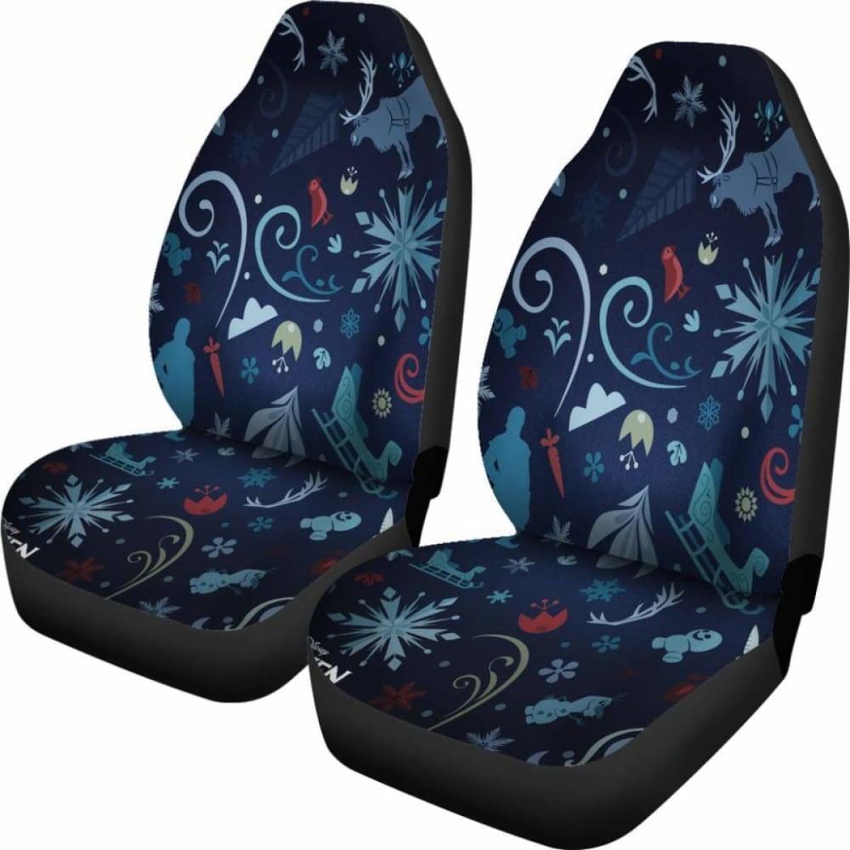 Frozen Car Seat Covers Frozen Characters Items Silhouette Pattern Seat Covers Blue