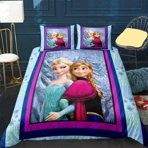 Frozen Bedding Set DN Lisa And Anna Princesses Graphic Duvet Covers Blue Unique Gift