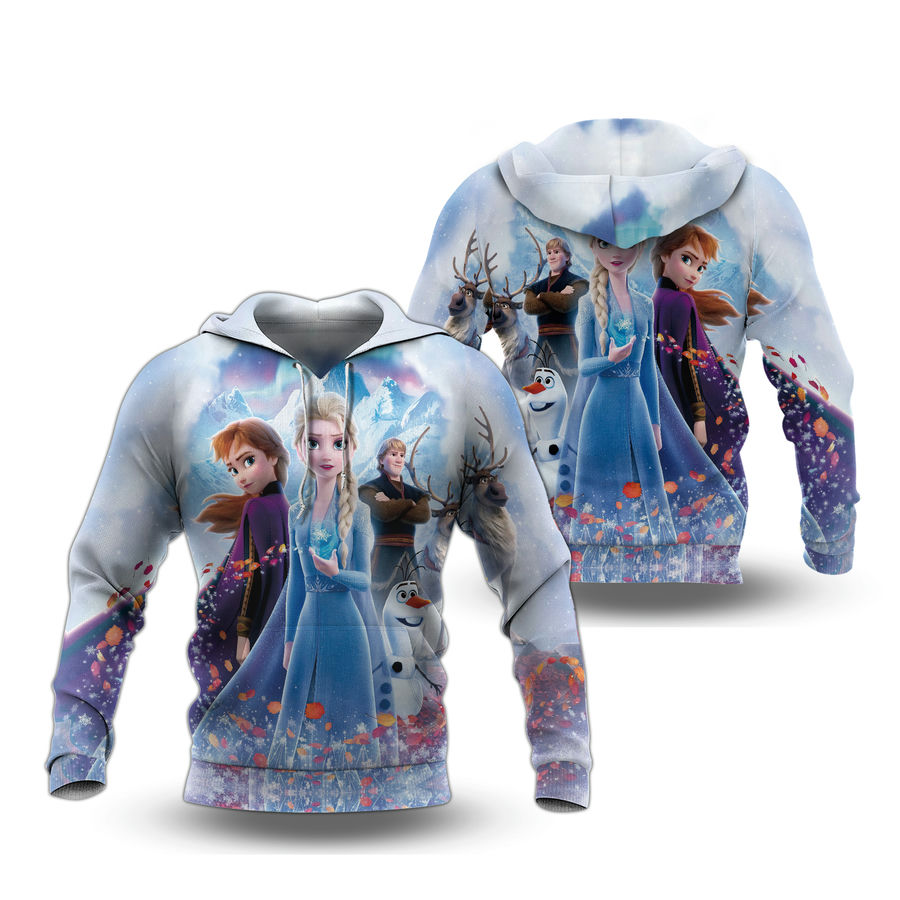 Frozen Hoodie DN Elsa Anna Kristoff Characters Graphic Hoodie Blue Unisex