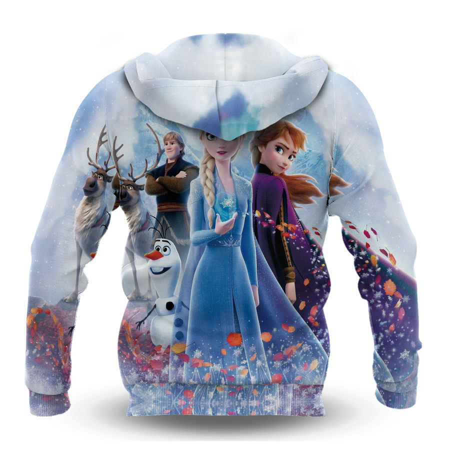 Frozen Hoodie DN Elsa Anna Kristoff Characters Graphic Hoodie Blue Unisex