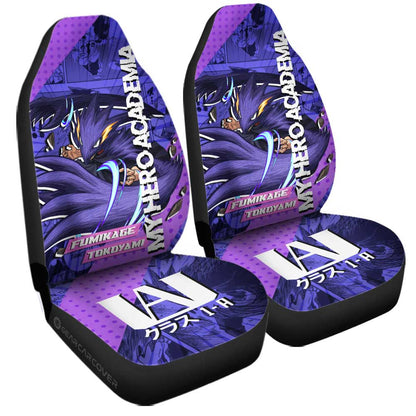 My Hero Academia Car Seat Covers Fumikage Tokoyami Fighting Pose Graphic Seat Covers Purple