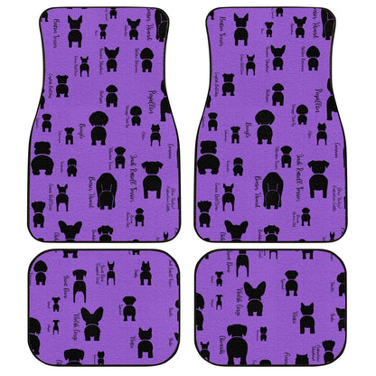 Dog Car Floor Mats Funny Cute Dog Breed Silhouette And Names Pattern Car Mats