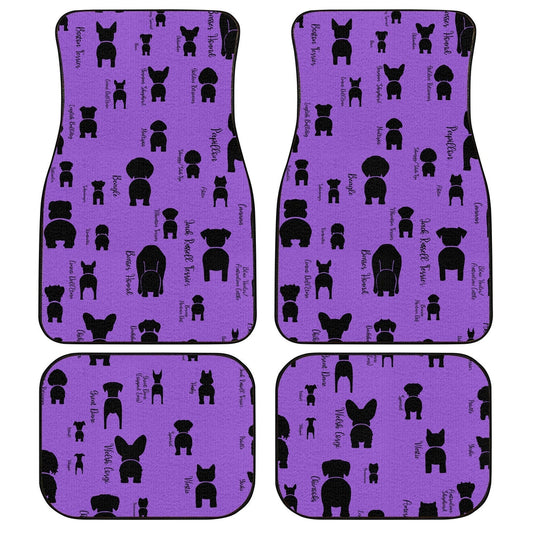 Dog Car Floor Mats Funny Cute Dog Breed Silhouette And Names Pattern Car Mats