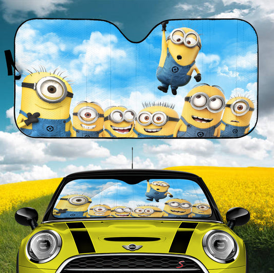 Minions Car Sun Shade All Minions Under The Sky Graphic Winshield Sun Shade Blue Yellow