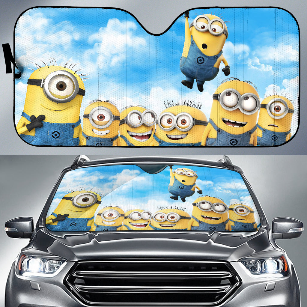 Minions Car Sun Shade All Minions Under The Sky Graphic Winshield Sun Shade Blue Yellow