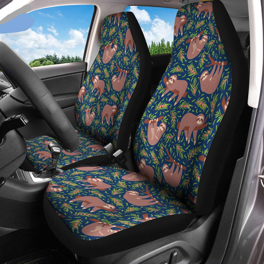 Sloth Car Seat Covers Lazy Sloths On Branch Pattern Seat Covers Blue Brown
