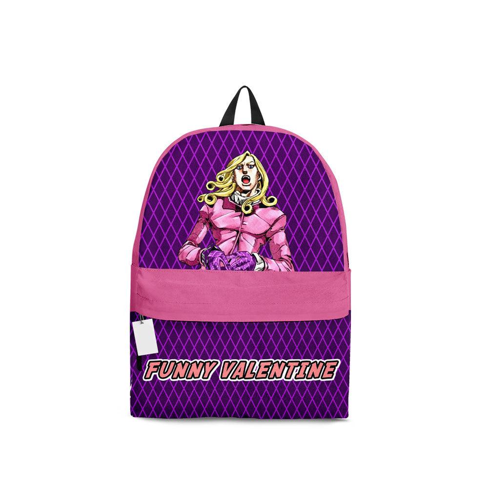 Jojo’s Bizarre Adventure Backpack Funny Valentine Character Graphic Symbol Backpacks Pink Purple