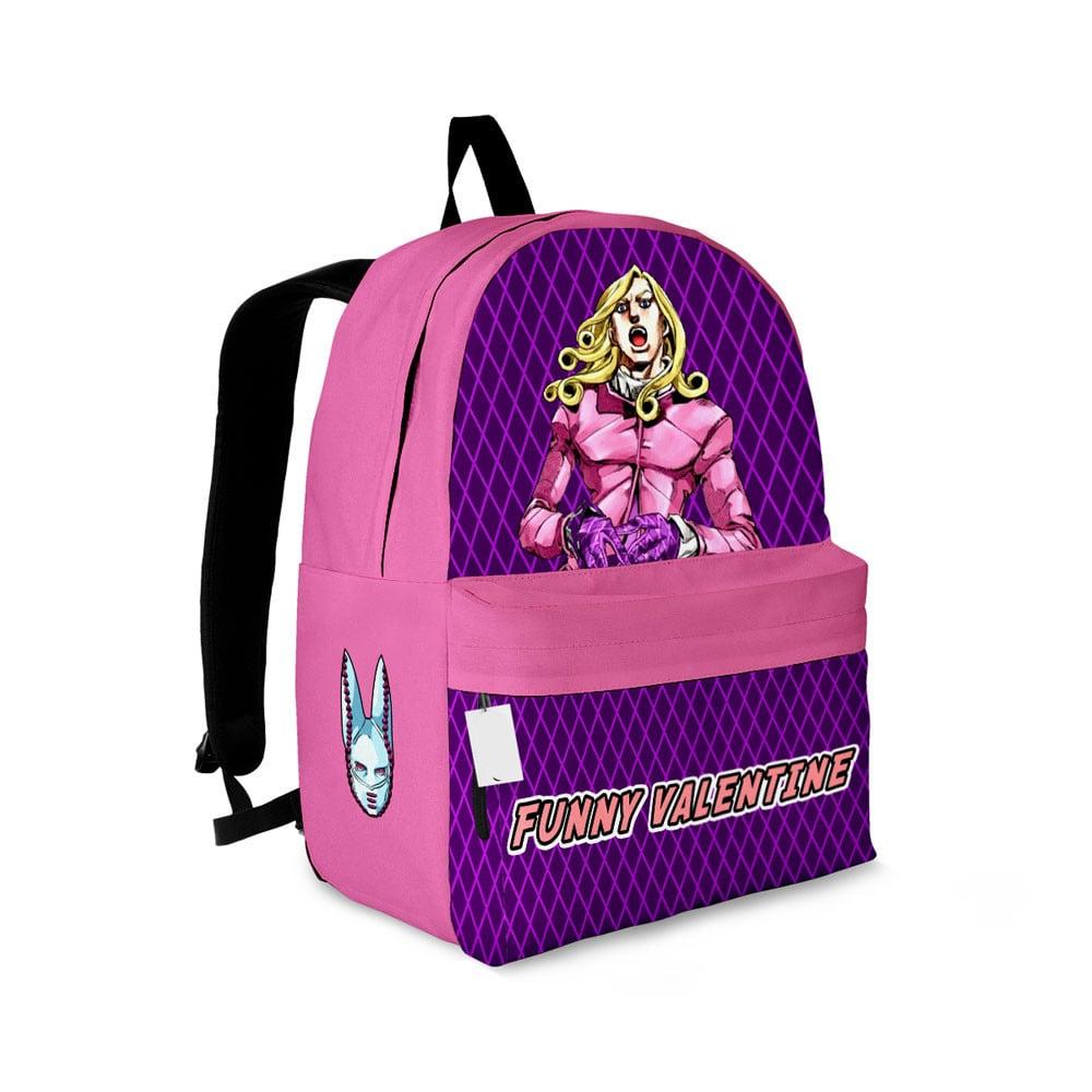 Jojo’s Bizarre Adventure Backpack Funny Valentine Character Graphic Symbol Backpacks Pink Purple