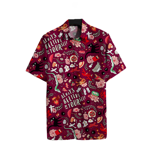 SGhibli Hawaii Shirt Always Believe In Yourself Ghibli Characters Hawaiian Shirt Red Unisex