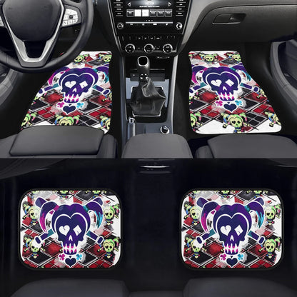 Harley Quinn Car Mats DC Harley Quinn Skull Symbol Pattern Car Floor Mats Colorful