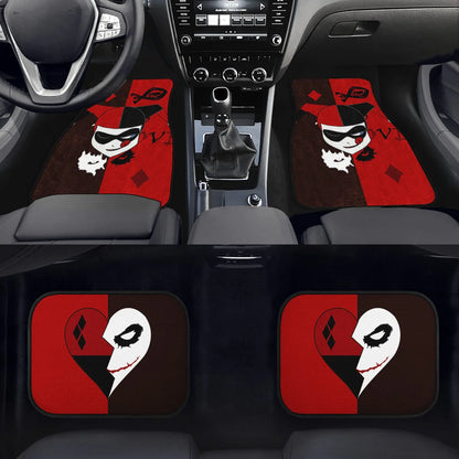 Harley Quinn Car Mats DC Harley Quinn Wild Card Pattern Car Floor Mats Black Red