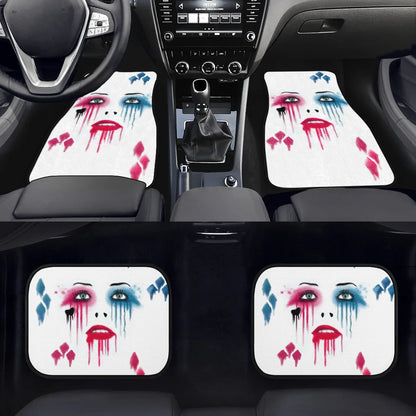 Harley Quinn Car Mats DC Harley Quinn Face Make Up Card Pattern Car Floor Mats Colorful