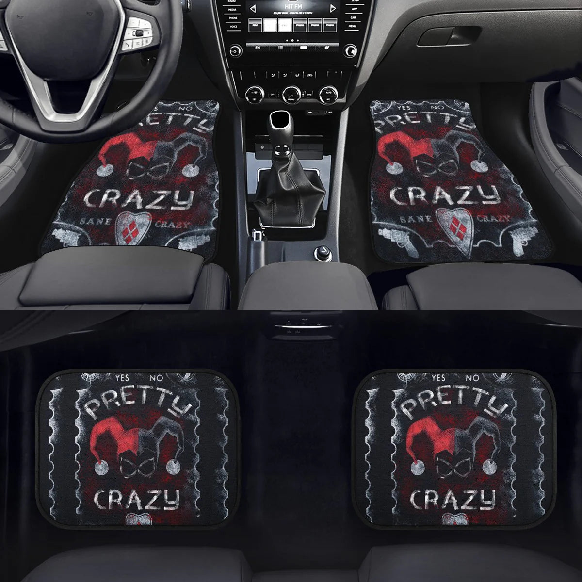 Harley Quinn Car Mats DC Harley Quinn Yes Or No Pretty Crazy Car Floor Mats Black Red