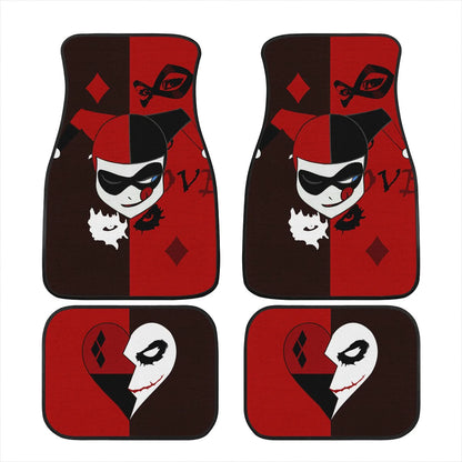 Harley Quinn Car Mats DC Harley Quinn Wild Card Pattern Car Floor Mats Black Red