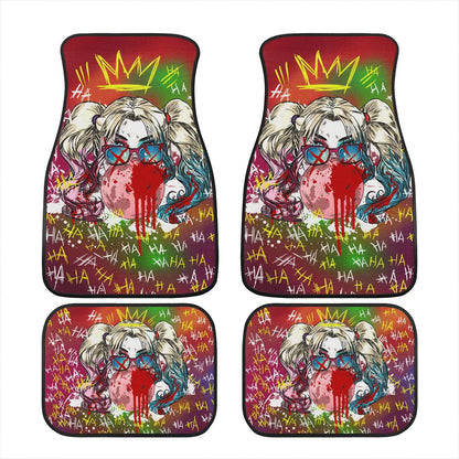 Harley Quinn Car Mats DC Harley Quinn Blowing Bubble Gum Laughing Pattern Car Floor Mats Colorful