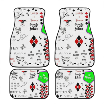 Harley Quinn Car Mats DC Harley Quinn Crazy Quotes Pattern Car Floor Mats White