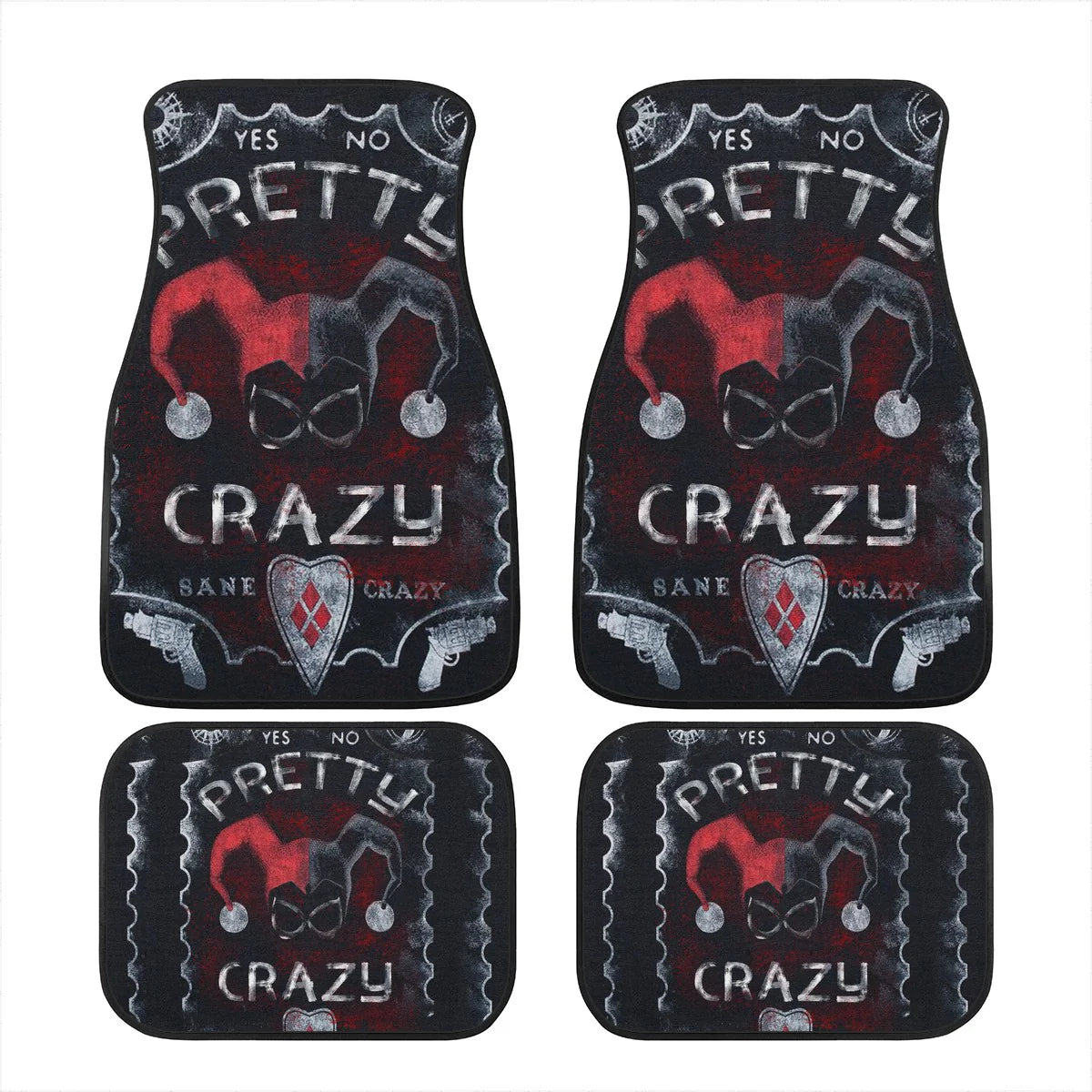 Harley Quinn Car Mats DC Harley Quinn Yes Or No Pretty Crazy Car Floor Mats Black Red