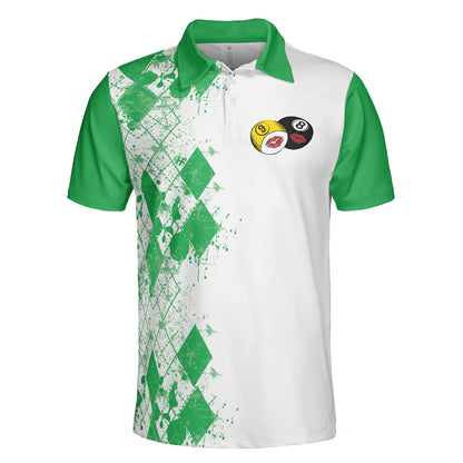 Billard Polo Shirt Kiss My Balls For Luck Boys Polo Shirts White Green