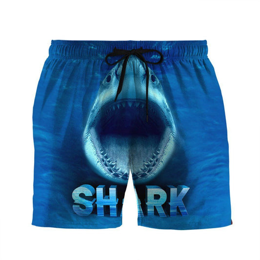 Shark Shorts Shark Month Open Graphic Beach Shorts Blue