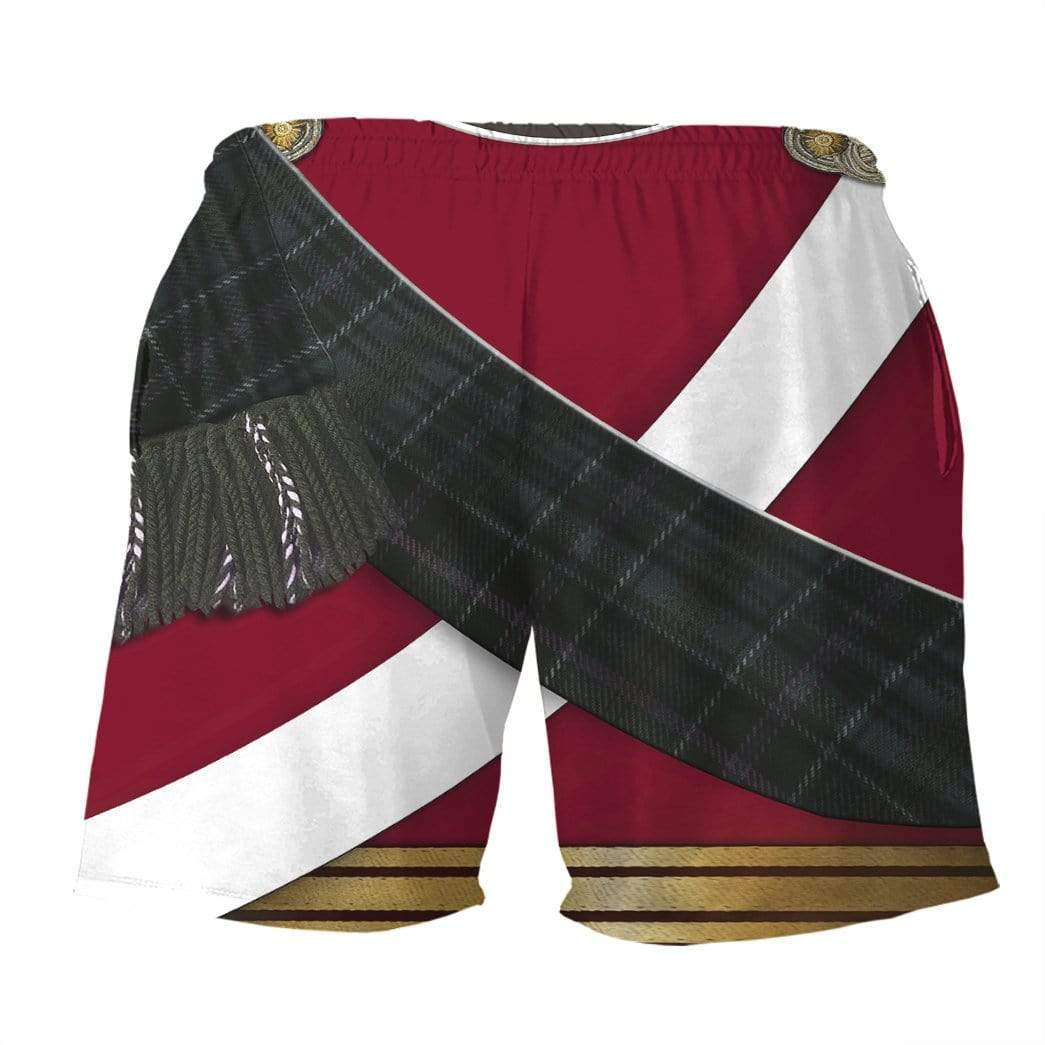 Historical Shorts Historical Lieutenant's Scottish Uniform Costume Beach Shorts Black Red