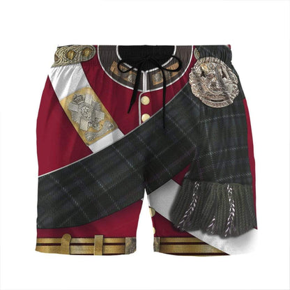 Historical Shorts Historical Lieutenant's Scottish Uniform Costume Beach Shorts Black Red