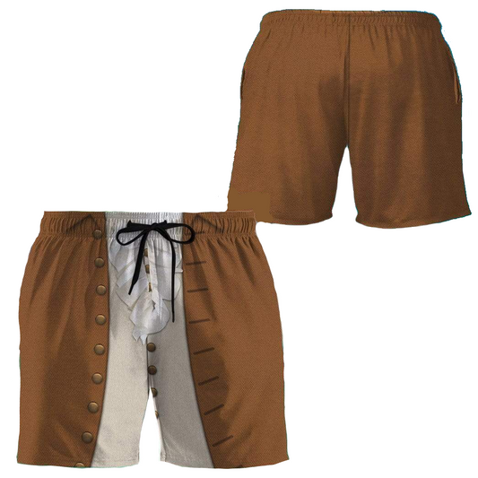 Historical Shorts Historical Alexander Hamilton Cosplay Beach Shorts White Brown