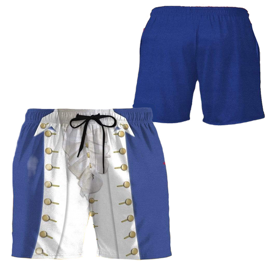 Historical Shorts Historical Alexander Hamilton Costume Beach Shorts White Blue