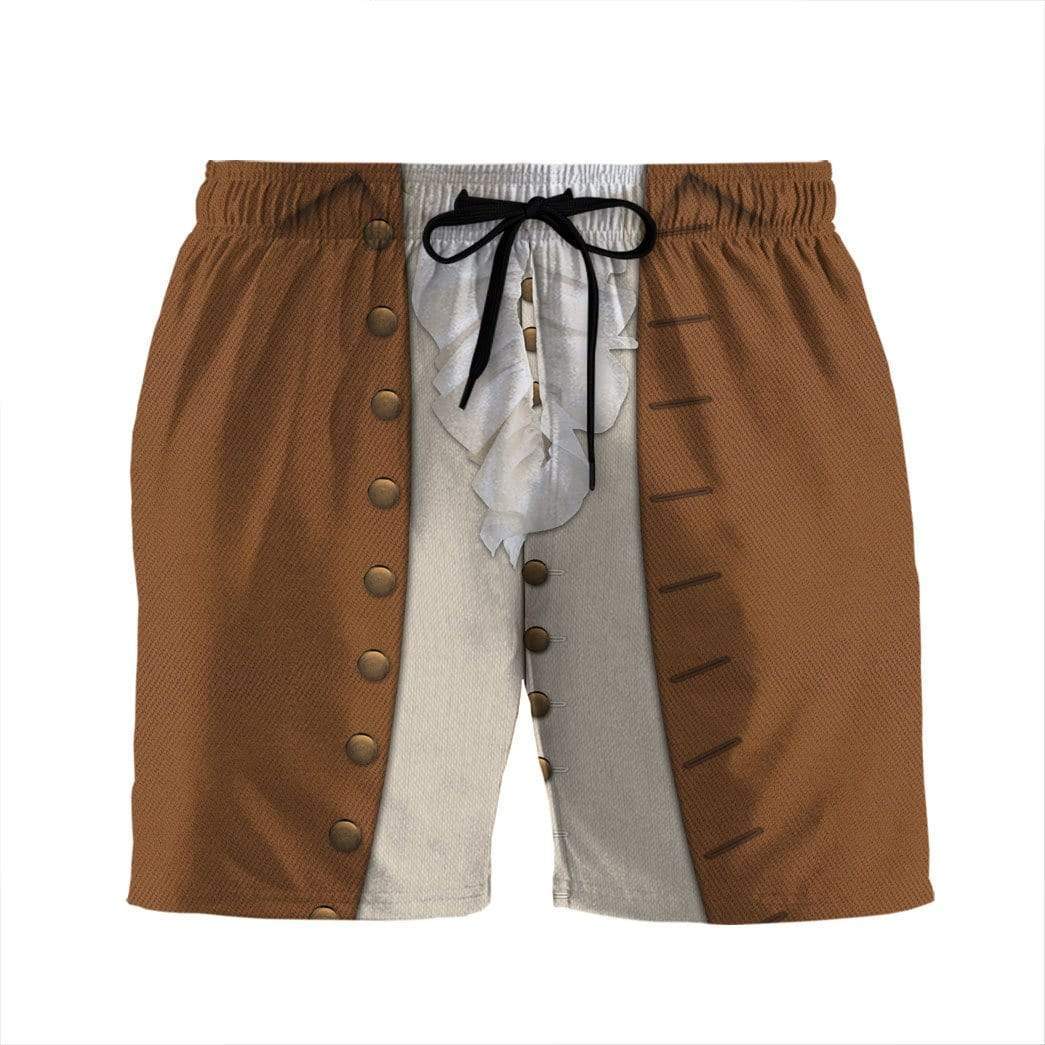 Historical Shorts Historical Alexander Hamilton Cosplay Beach Shorts White Brown