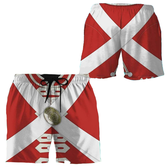 Historical Shorts Historical British Army Redcoats Costume Beach Shorts Red White