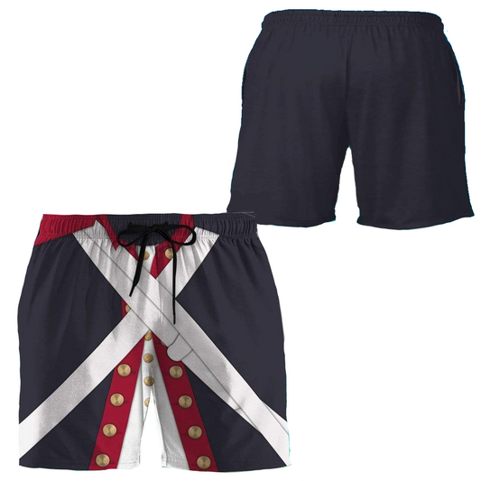 Historical Shorts Historical Continental Army Costume Beach Shorts Black White