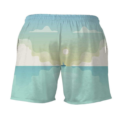 Funny Shorts Free Willy Whale Ocean Graphic Beach Shorts Blue