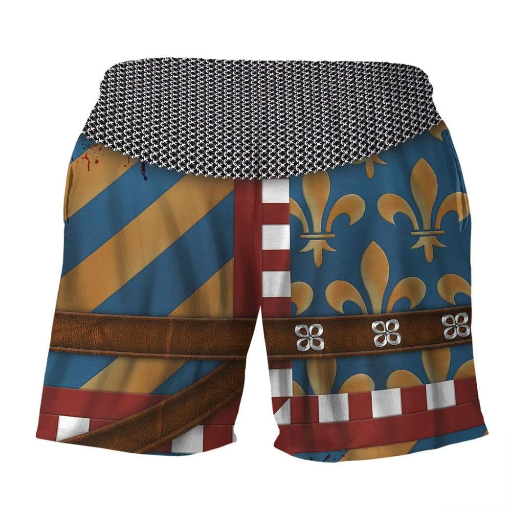 Historical Shorts Historical French Cavalier Costume Beach Shorts Blue Yellow