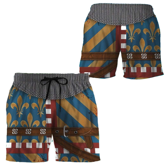 Historical Shorts Historical French Cavalier Costume Beach Shorts Blue Yellow