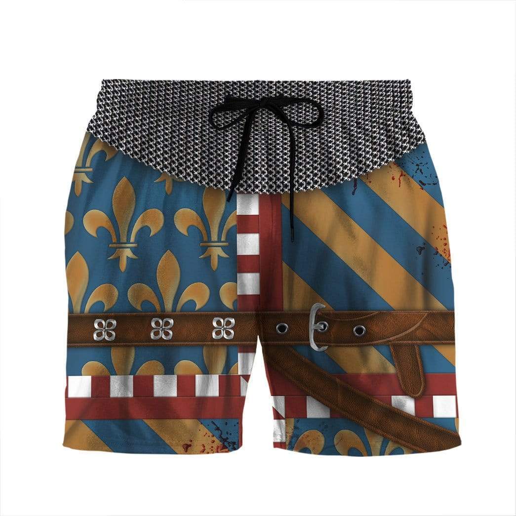 Historical Shorts Historical French Cavalier Costume Beach Shorts Blue Yellow