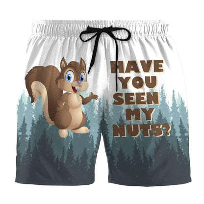 Funny Shorts Have You Seen My Nuts Beach Shorts White Green