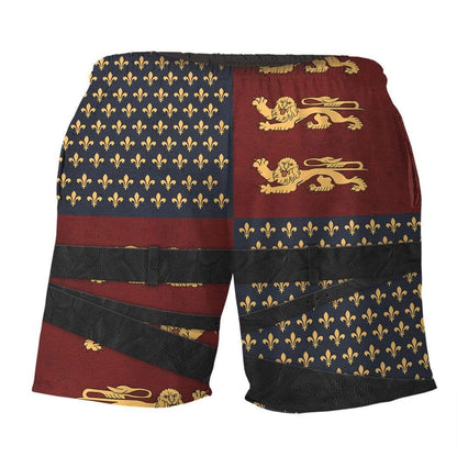 Historical Shorts Historical Henry V Costume Beach Shorts Black Red