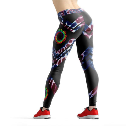 Hippie Leggings Hippie Tie Dye Sunflower Pattern High Waisted Legging Colorful For Women