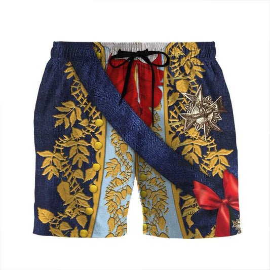 Historical Shorts Historical Louis XV Costume Beach Shorts Yellow Blue