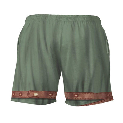 Historical Shorts Historical Medieval Knight Costume Beach Shorts Green White