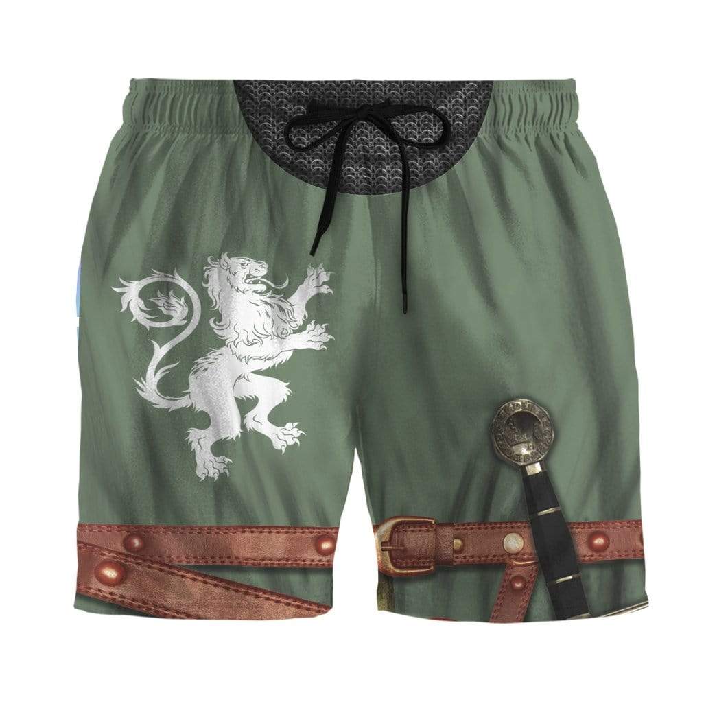 Historical Shorts Historical Medieval Knight Costume Beach Shorts Green White