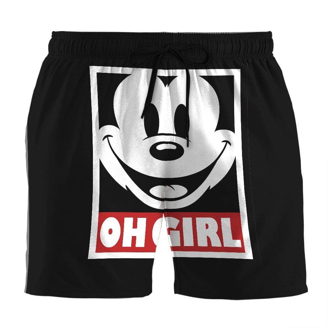 MM Shorts MM Face Graphic Oh Girl Beach Shorts Black