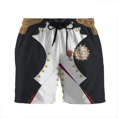 Historical Shorts Historical Napoleon Bonaparte Costume Beach Shorts Black Whtie