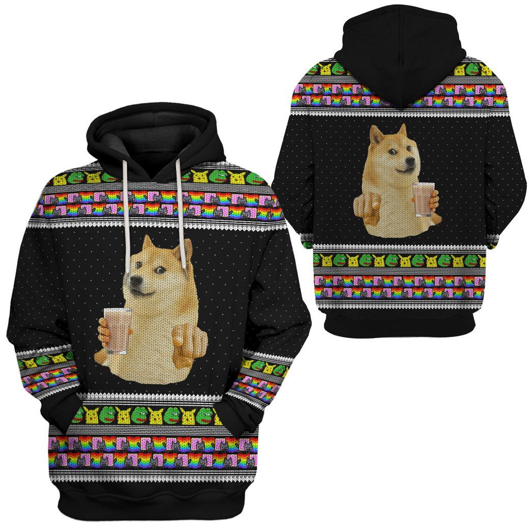 Funny Hoodie Choccy Milk Meme Doge Hoodie Black Unisex