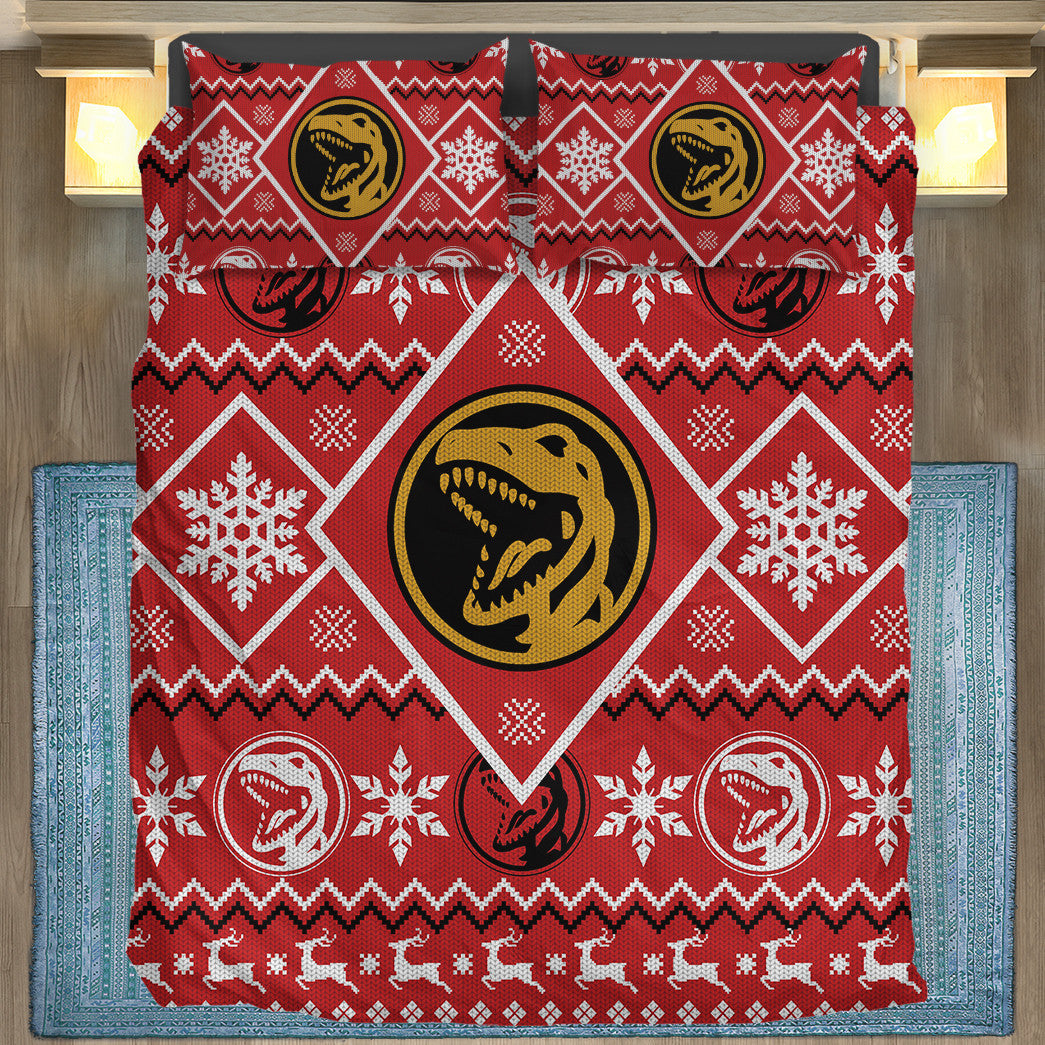 Power Ranger Bedding Set Mighty Morphin Red Power Ranger Duvet Covers Red Unique Gift
