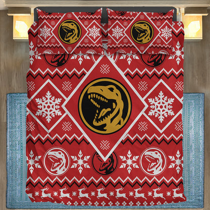 Power Ranger Bedding Set Mighty Morphin Red Power Ranger Duvet Covers Red Unique Gift