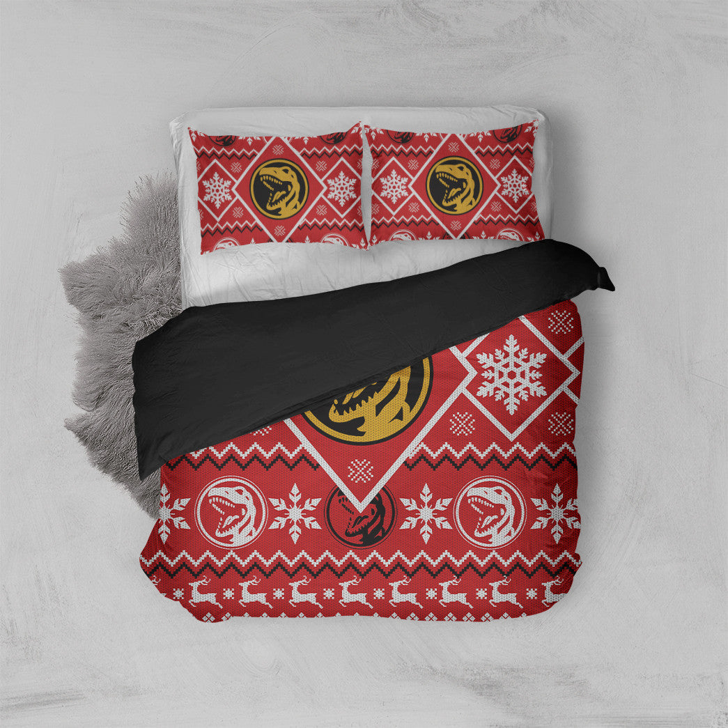 Power Ranger Bedding Set Mighty Morphin Red Power Ranger Duvet Covers Red Unique Gift